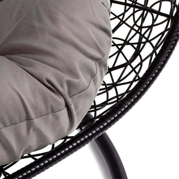 Hua Double Seater Rattan & Wicker Swing (Black & Grey)
