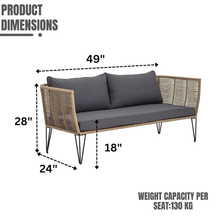 Prisha 1-Piece Outdoor Rope Loveseat Sofa