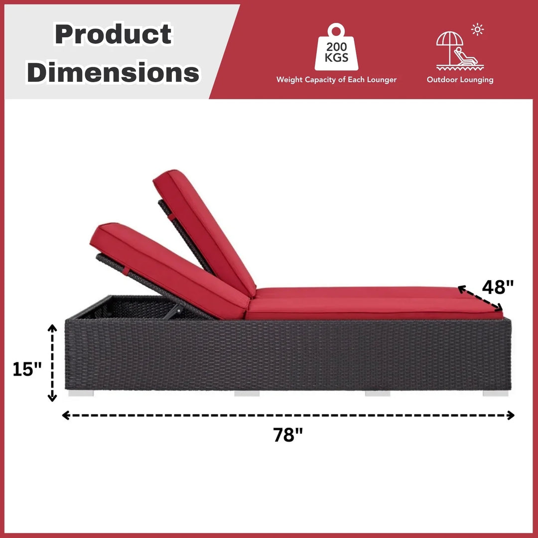 Akshara Outdoor All-Weather Rattan Wicker Chaise Lounge Chair Set of 2