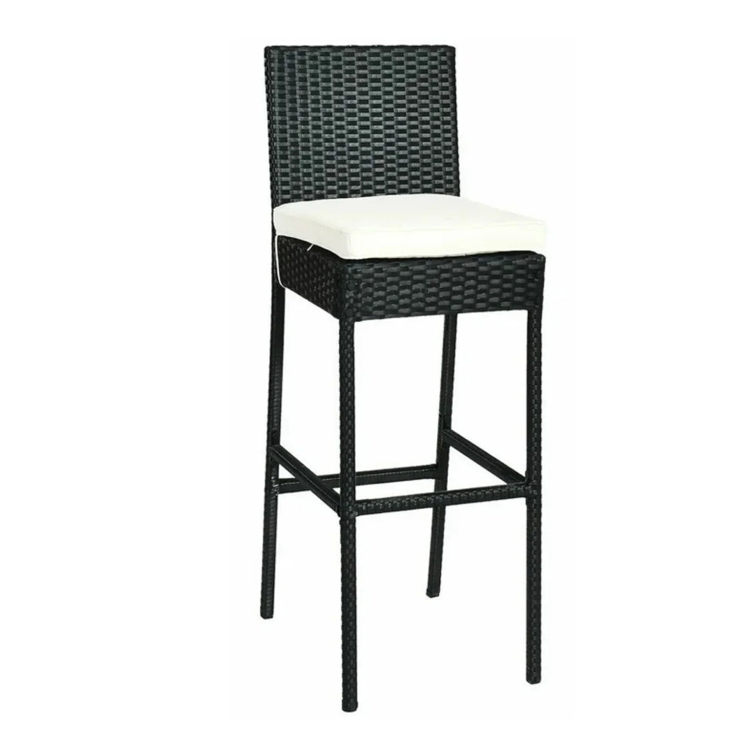 Lyra 7-Piece Outdoor Rattan Wicker Bar Set with Wooden Top Table