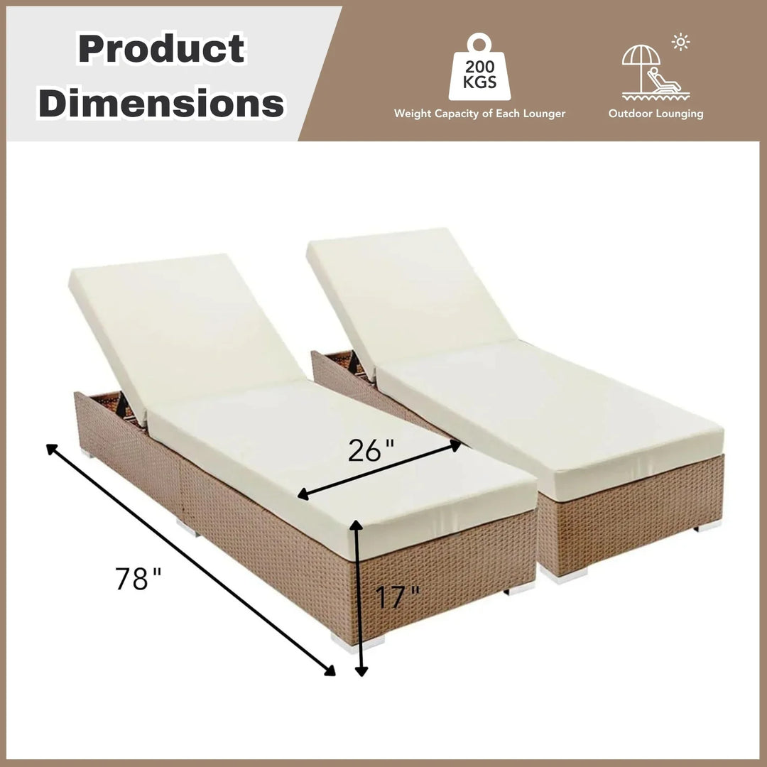 Yamini Outdoor 2-Piece Chaise Lounge Chair with Adjustable Settings and Cushions