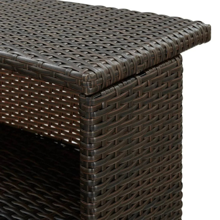 Herminia Outdoor Rattan Wicker Bar Table With a High-Top Design & Integrated Storage Shelf