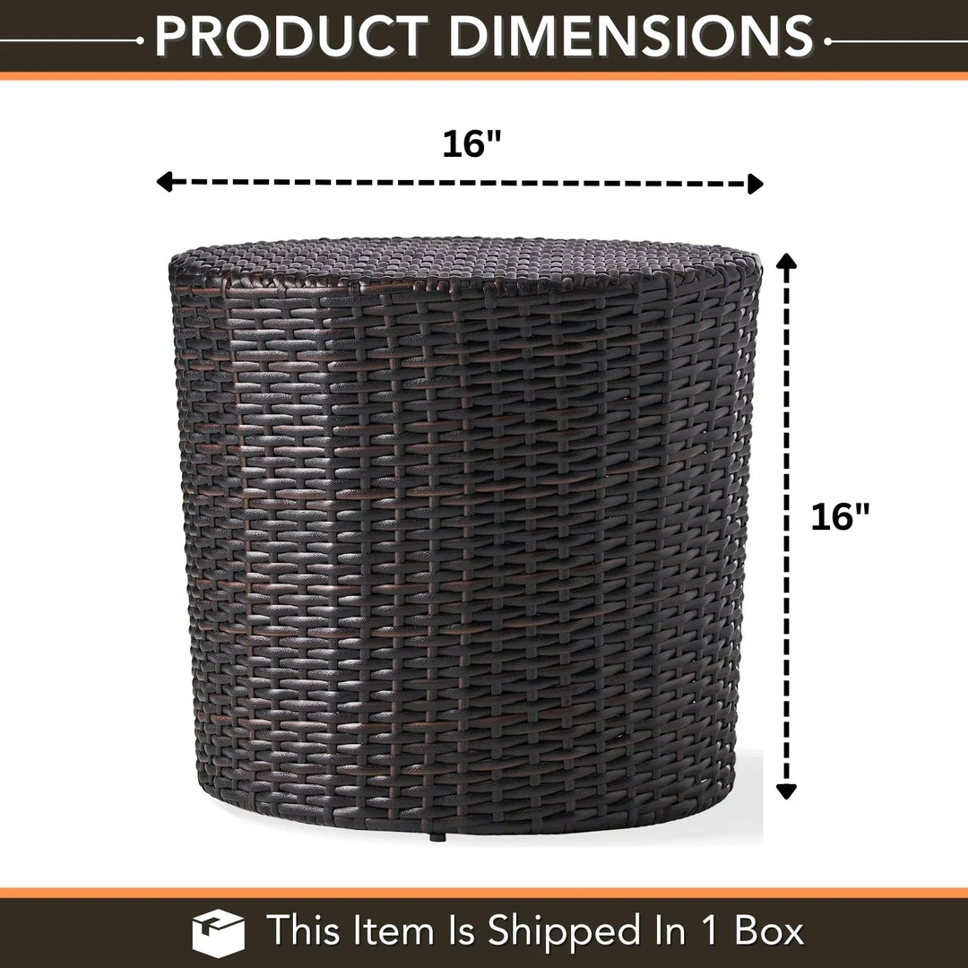Yuna Dark Brown Wicker Garden Bistro End Table