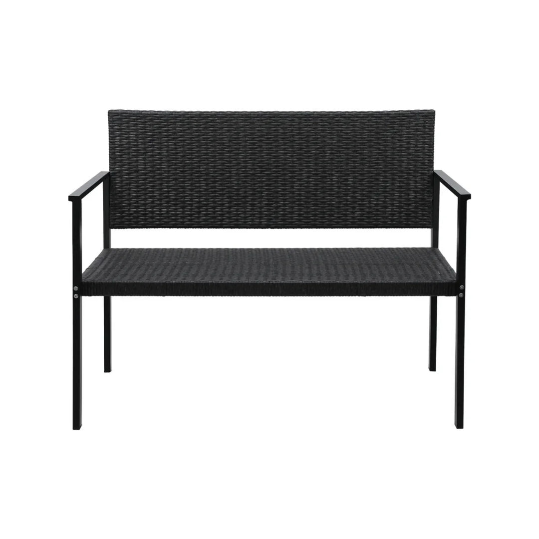 Yasmin 2-Seater Outdoor Garden Rattan Bench With Metal Frames