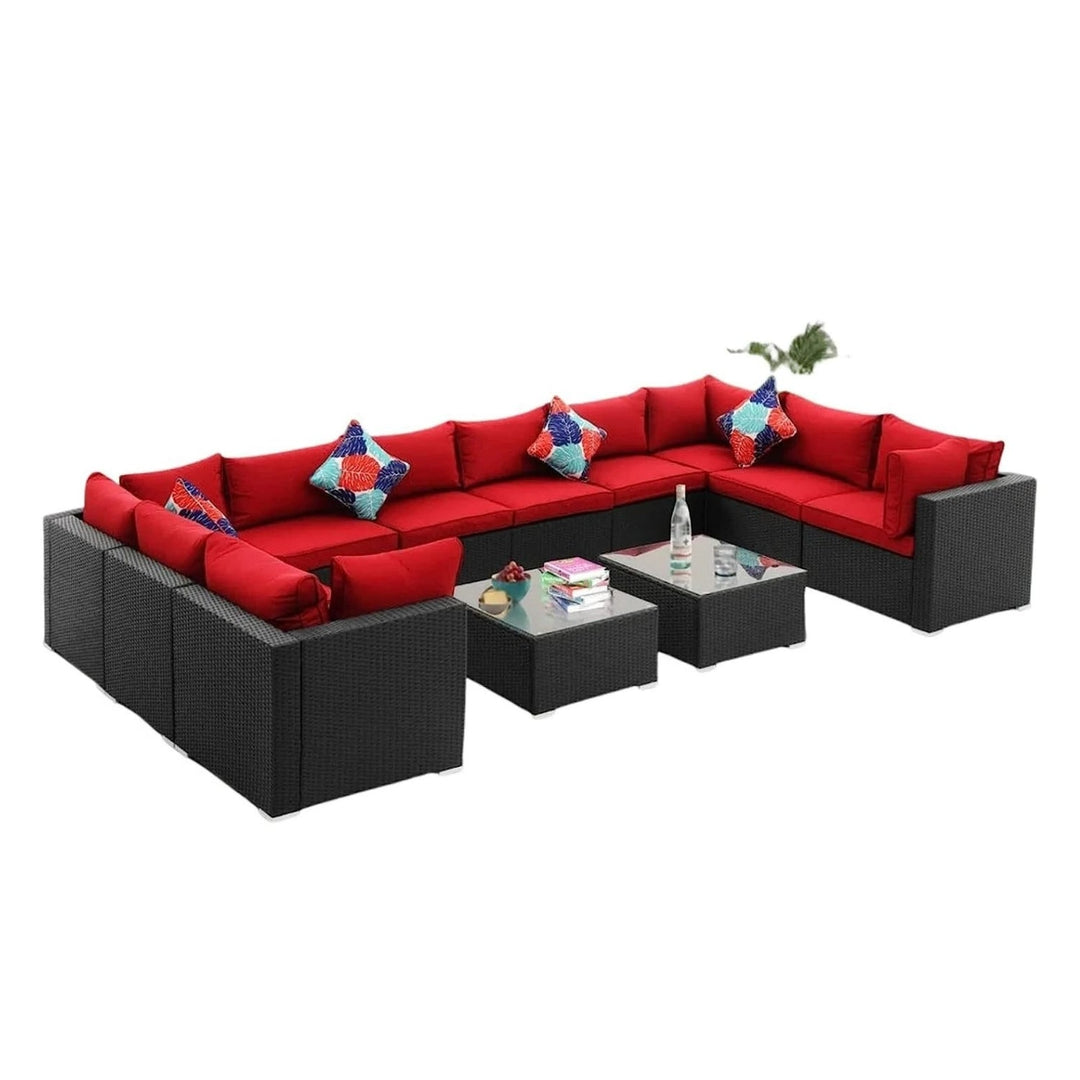 Zhilan 6-Piece Outdoor Wicker Sofa Set (Black/Red)