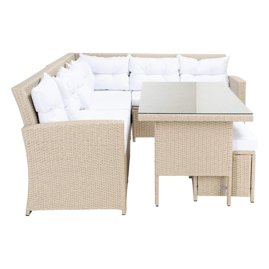 Tereza 5-Piece Wicker Patio Conversation Set (Beige/White)