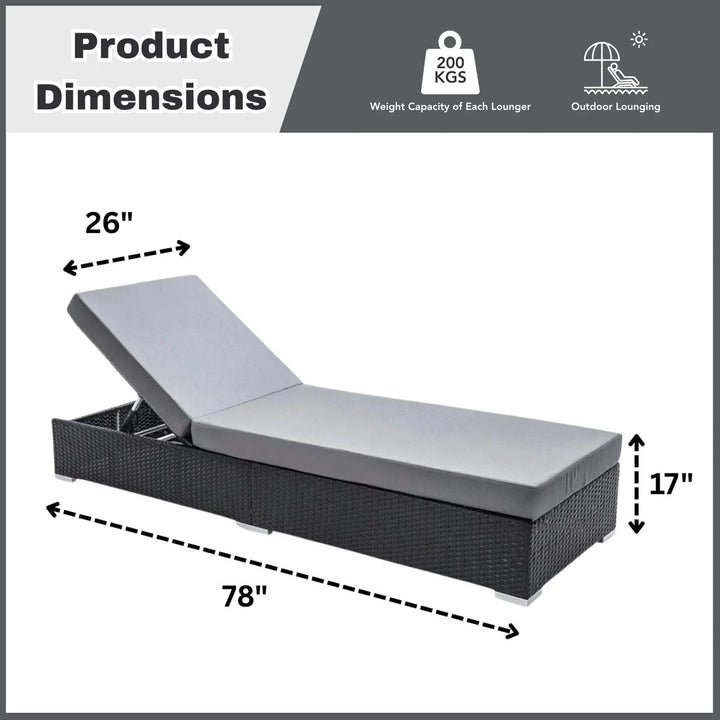 Zoya Outdoor 2-Piece Chaise Lounge Chair with Adjustable Settings and Cushions