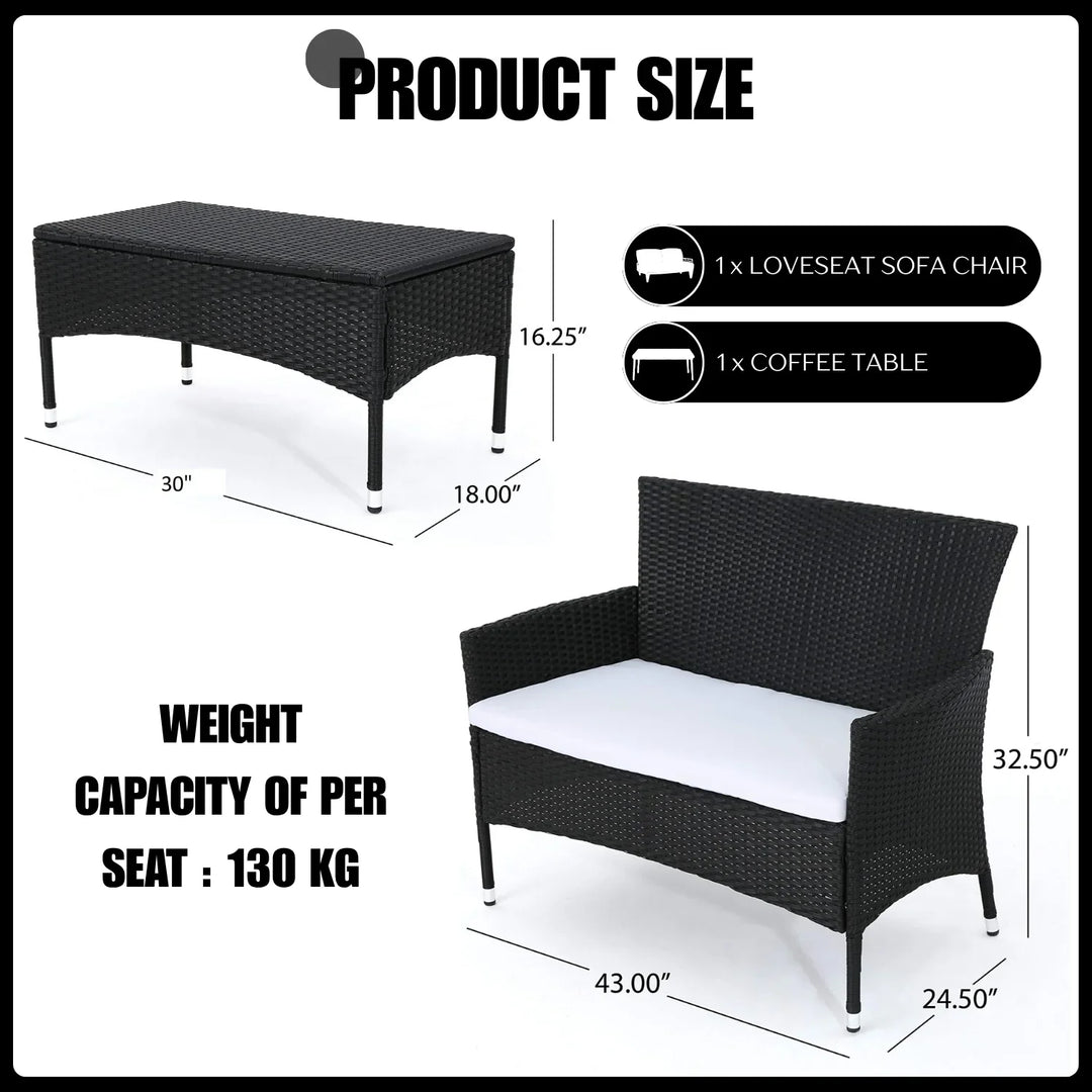 Nova 2-Piece Outdoor Rattan Wicker Loveseat Sofa