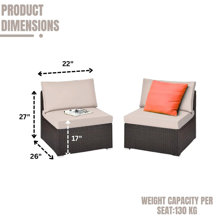 Zaina 2-Piece Outdoor Wicker Armless Sofa