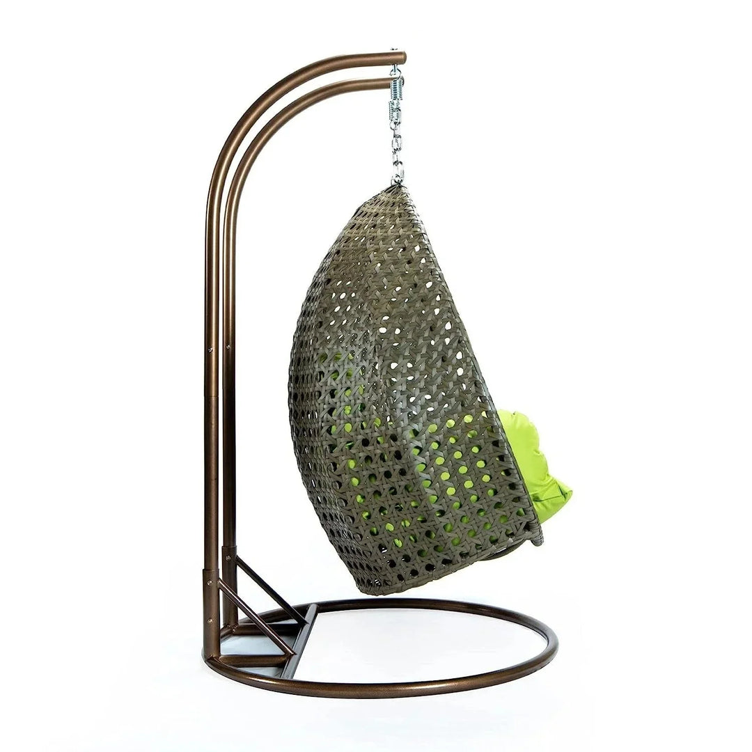 Chunhua Double Seater Hanging Swing Chair (Dark Brown/Green)