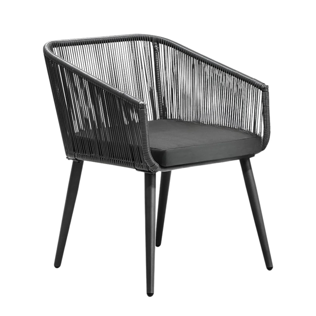 Galilea 5-Piece Outdoor Patio Dining Set with Rope Chairs & Marble-Top Table