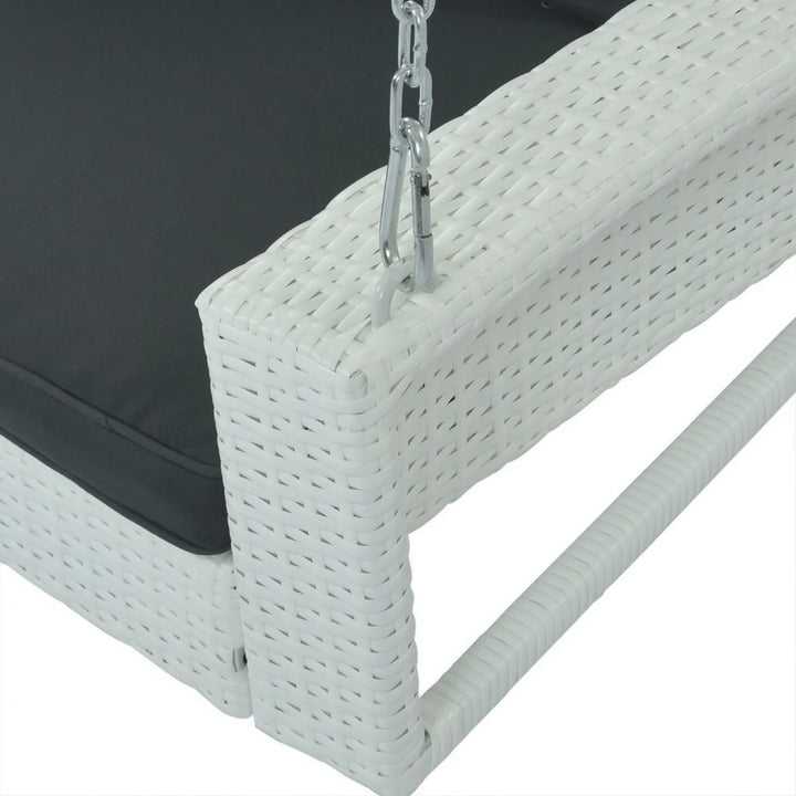 White Rattan Wicker Two Seater Sofa Swing