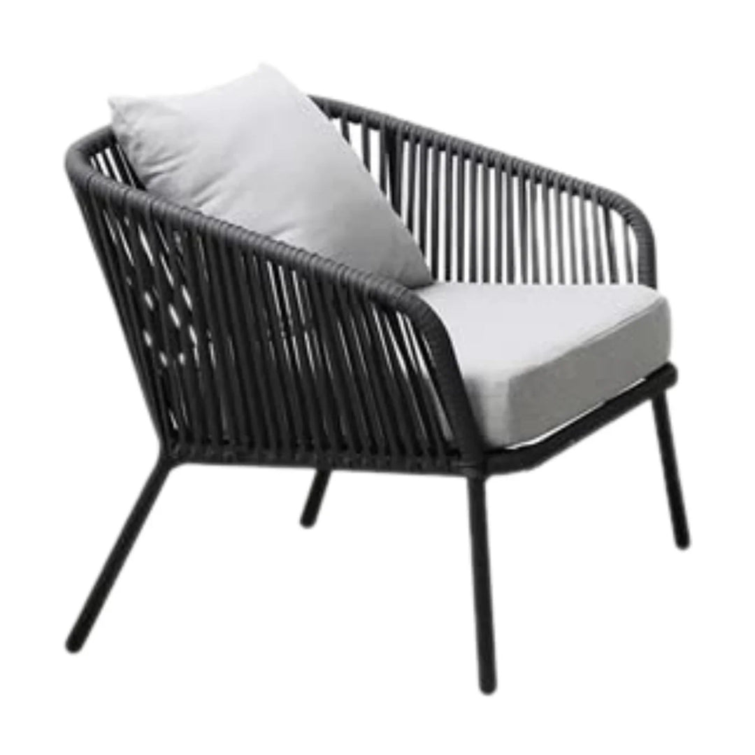 Azalea 4-Piece Outdoor Rope Patio Sofa Set (Black & Off-White)