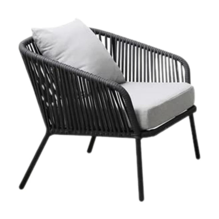 Azalea 4-Piece Outdoor Rope Patio Sofa Set (Black & Off-White)