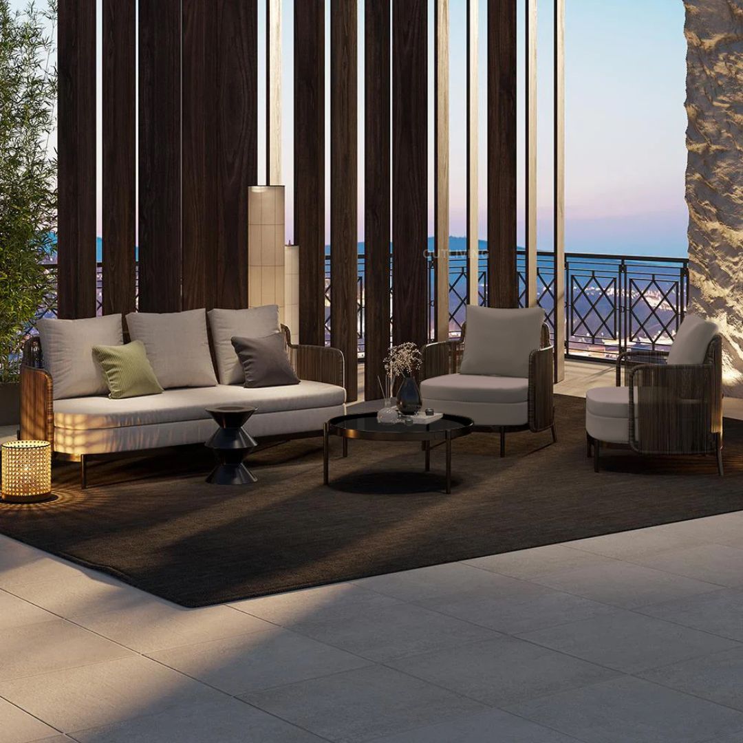 Viov Outdoor Garden Balcony Sofa Set 3 Seater,2 Single seater and 1 Center Table Set (Brown)