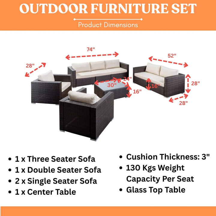 Outdoor Wicker 7-Seater Sofa Set