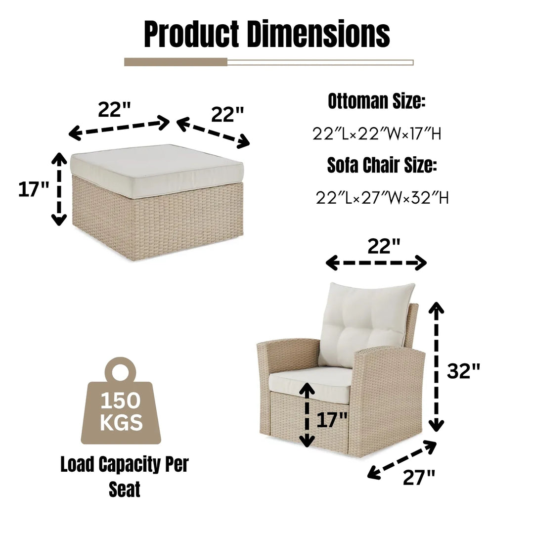 Gisla Outdoor Rattan Wicker 4-Piece Patio Sofa Set