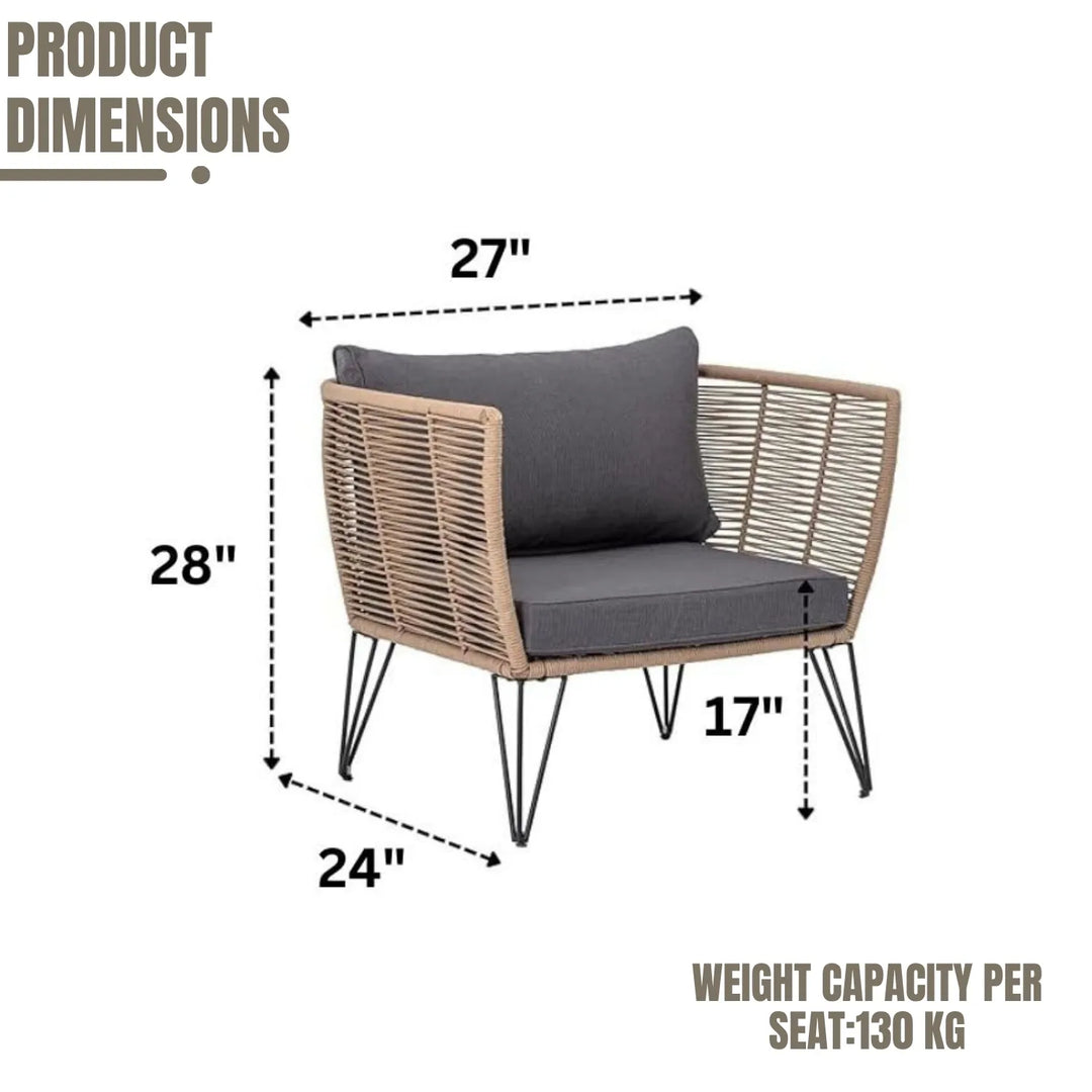 Rahma Outdoor Rope 1 Piece Patio Single Seater Sofa