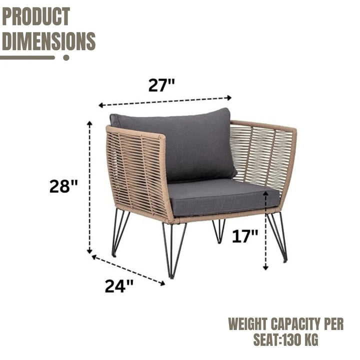 Rahma Outdoor Rope 1 Piece Patio Single Seater Sofa