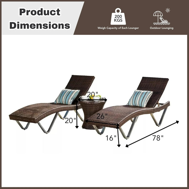 Nike Outdoor Rattan Wicker Lounge Chairs Set of 2 with Matching Side Table
