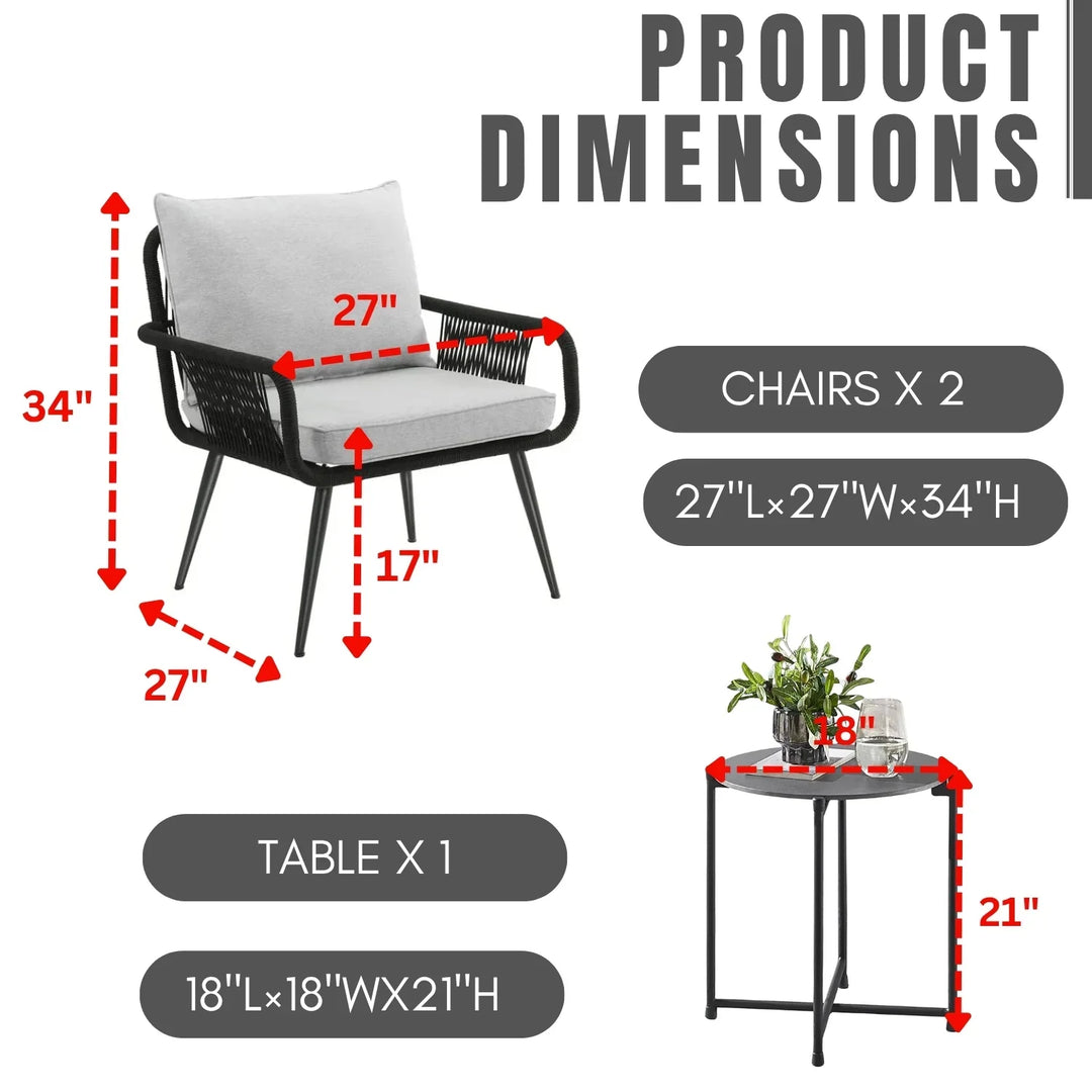 Catalina 3-Piece Rope Patio Set - Perfect for Outdoor Entertaining