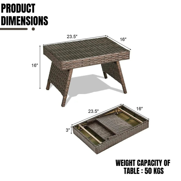 Ayotunde Outdoor Rattan Wicker Foldable Table
