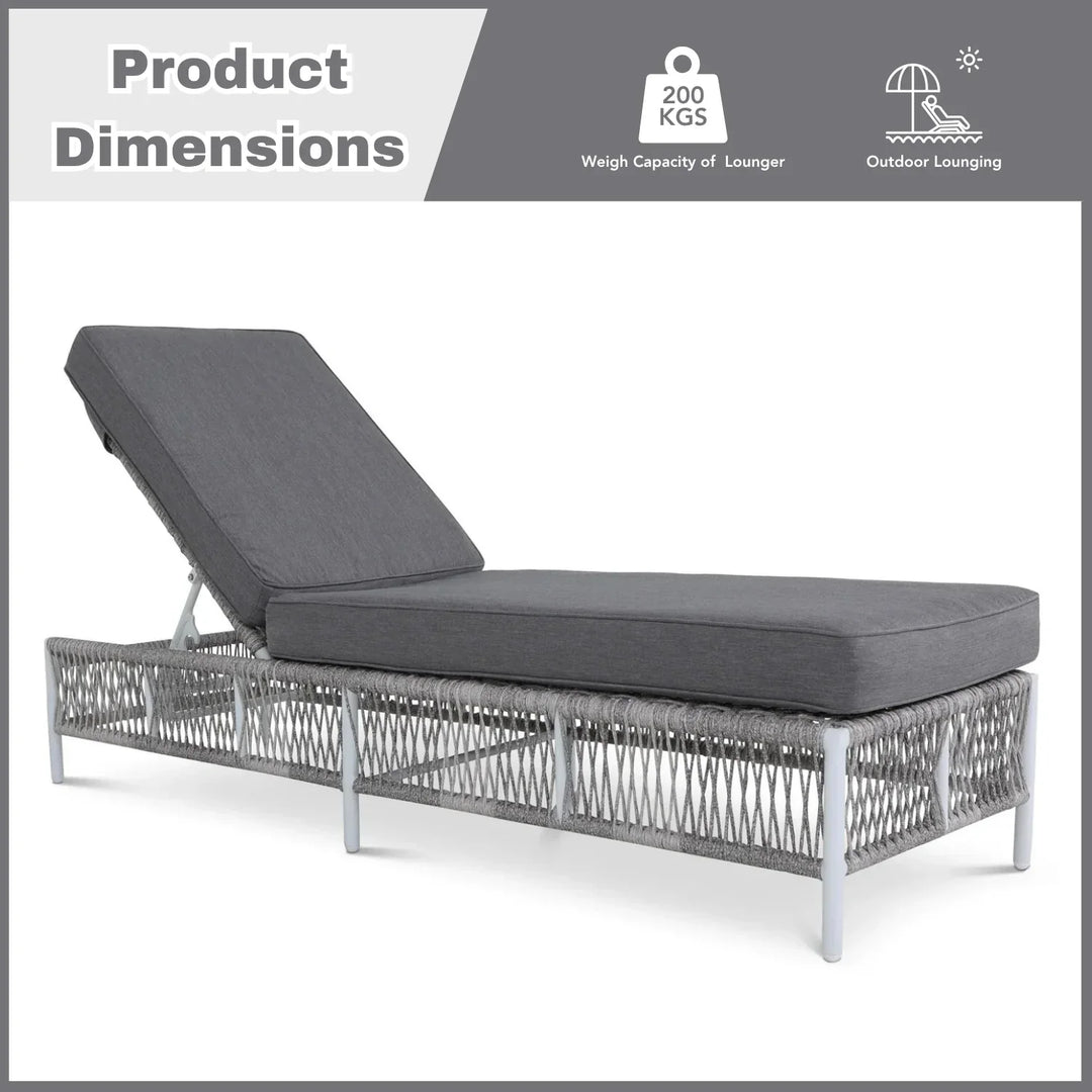 Fiora Outdoor Rope Lounge Chairs Set of 2 with Thick Cushions