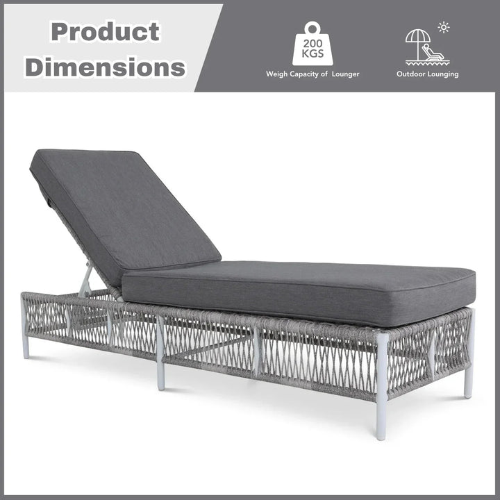 Fiora Outdoor Rope Lounge Chairs Set of 2 with Thick Cushions