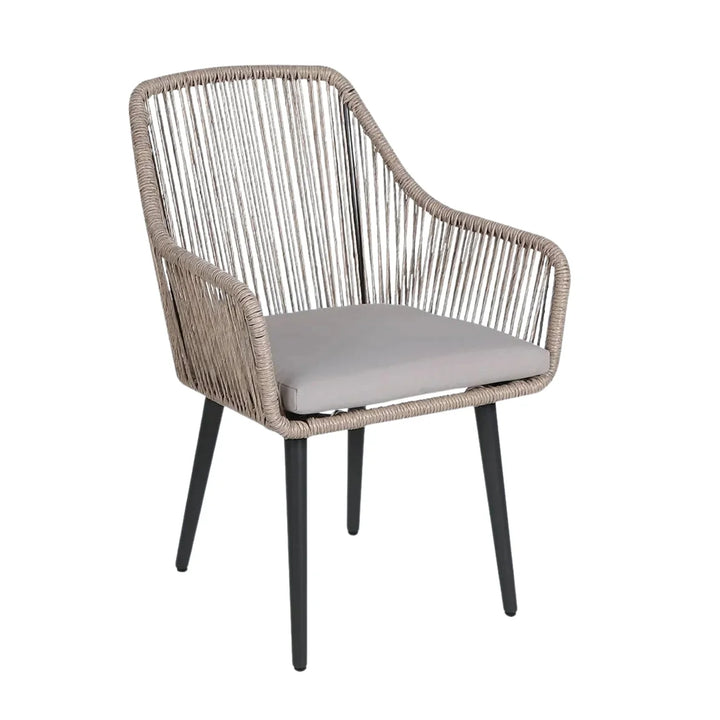 Zoya 5-Piece Outdoor Rope Patio Dining Set With Glass Top Table