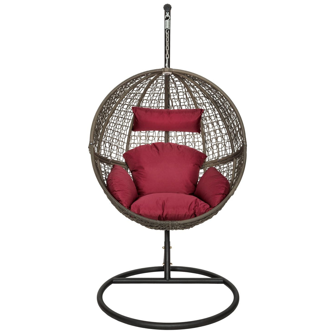 Orsino Single Seater Hanging Swing With Stand For Balcony , Garden Swing (Light Brown)