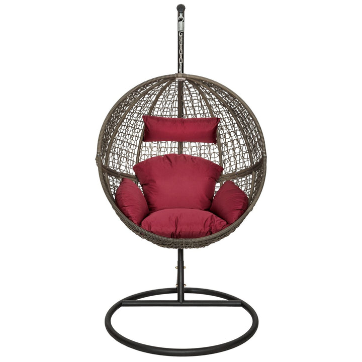 Orsino Single Seater Hanging Swing With Stand For Balcony , Garden Swing (Light Brown)