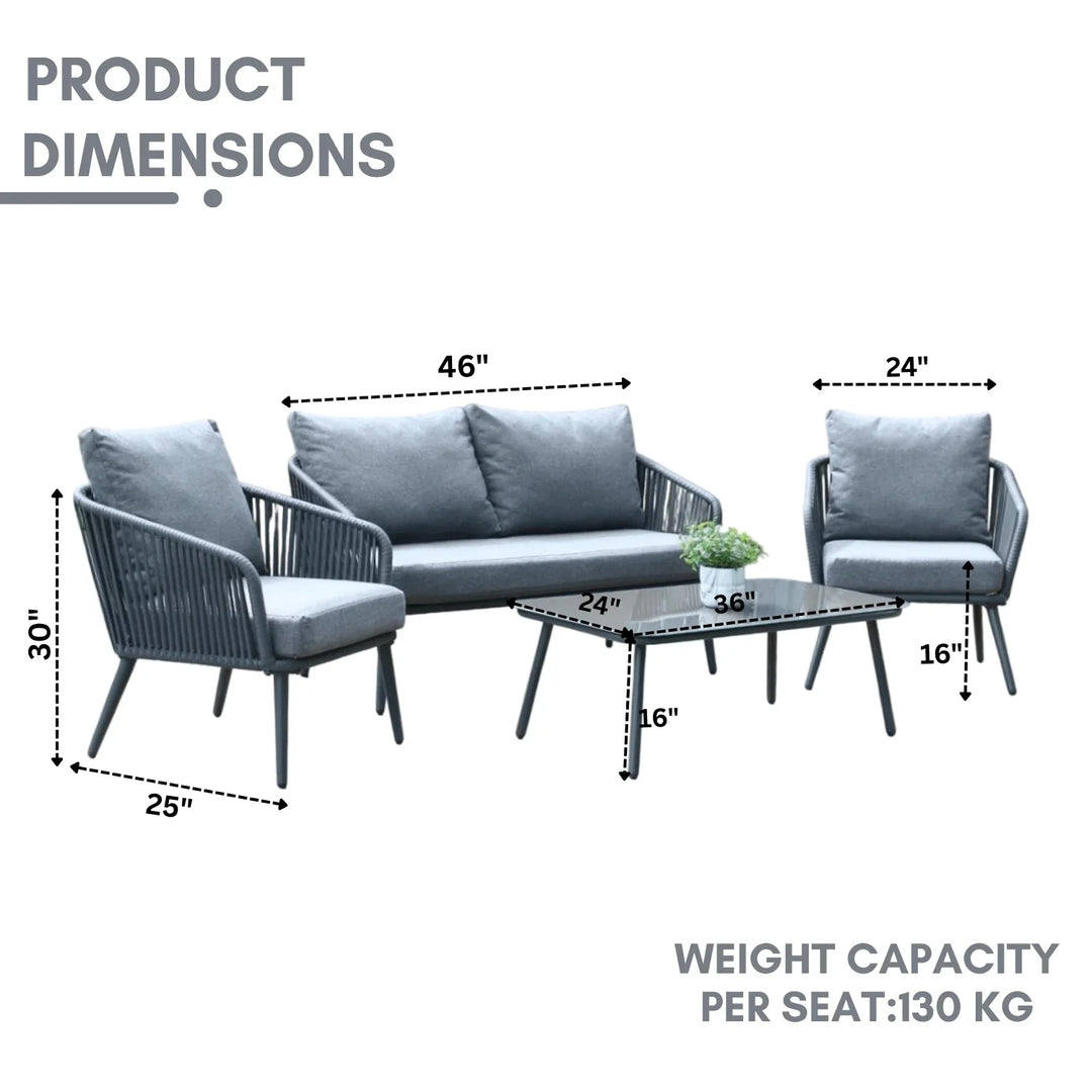 Shen 4 Piece Outdoor All-Weather Rope Sofa Set