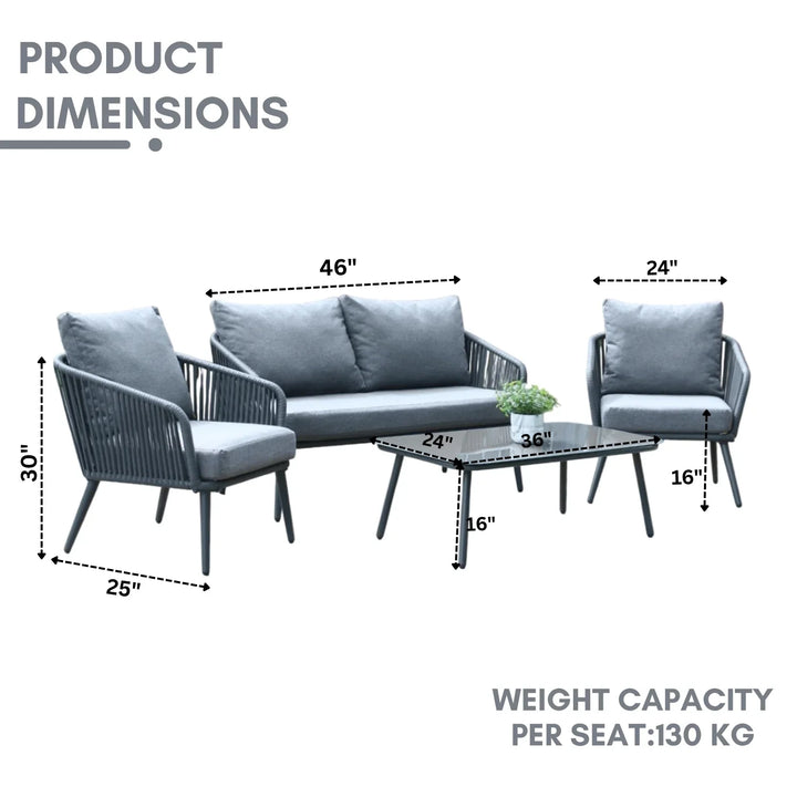 Shen 4 Piece Outdoor All-Weather Rope Sofa Set