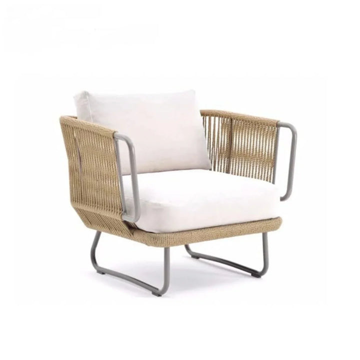 Lavika Outdoor 5pcs All-Weather Rope Sofa Set with Cushions (Beige & White)