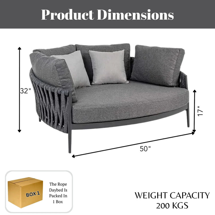 Ophelie Outdoor Patio Rope Daybed for Garden
