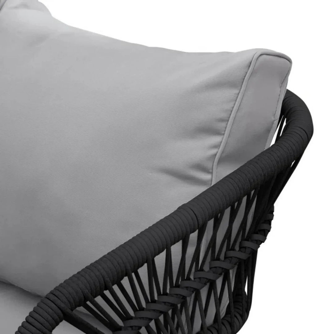 Oceana Outdoor Rope Conversation Patio Sofa Set (Black /Light Grey)