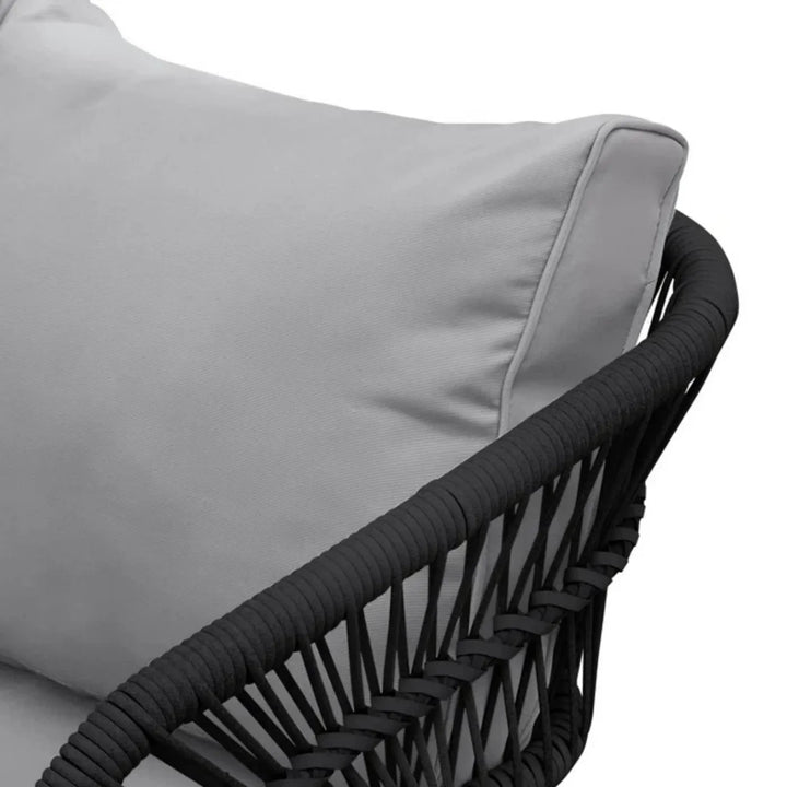 Oceana Outdoor Rope Conversation Patio Sofa Set (Black /Light Grey)