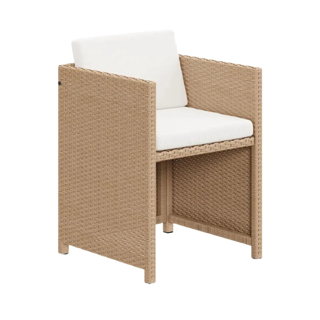 Outdoor Wicker 5-Piece Bar Set with Glass Top Table & Ottomans