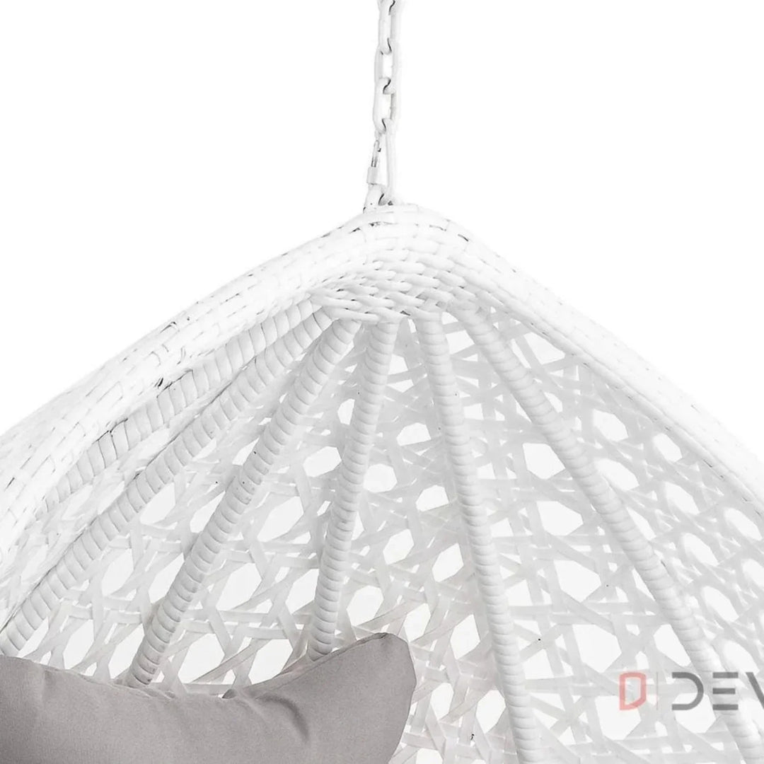 Single Seater Rattan & Wicker Swing (White & Grey)