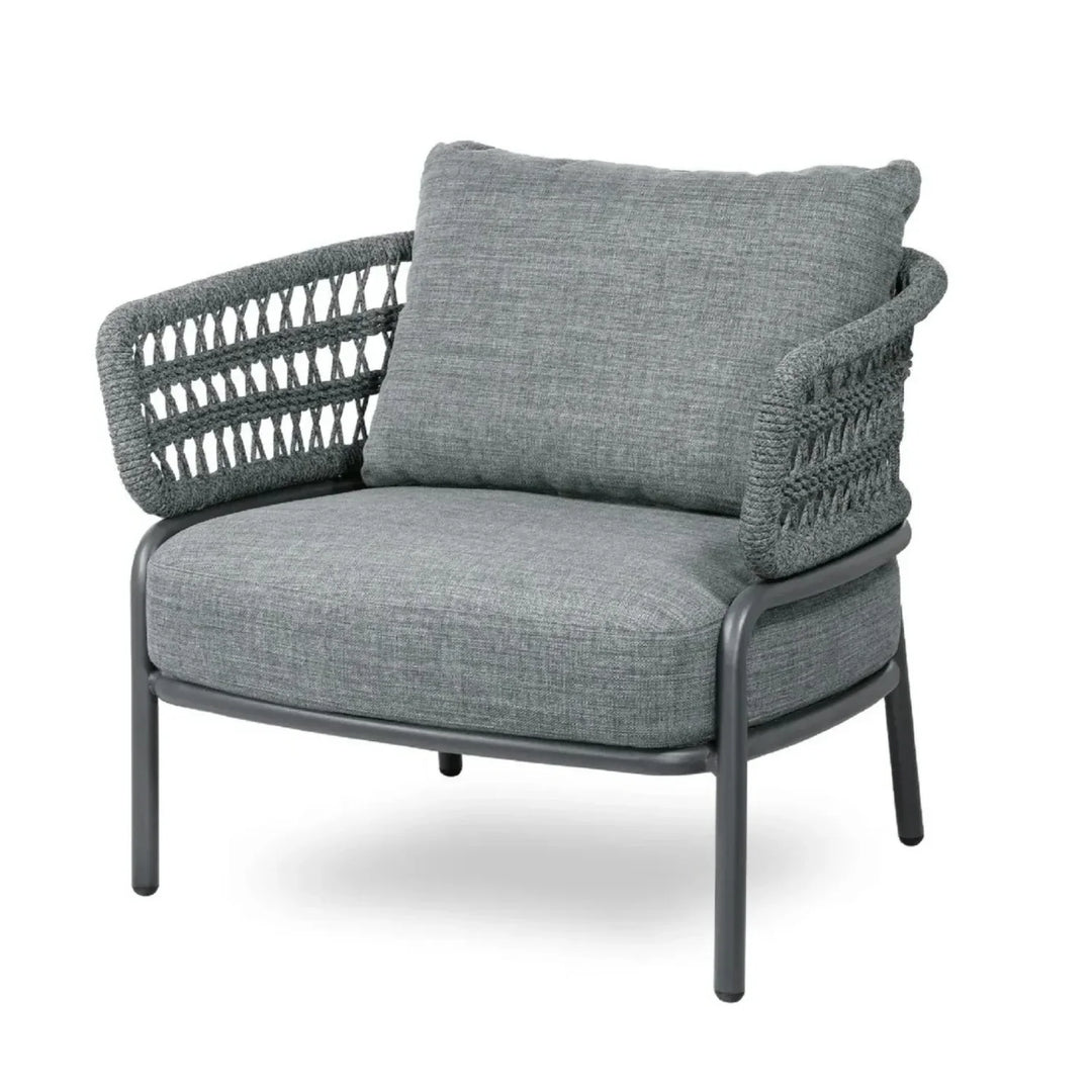 Raelynn Outdoor Rope 4-Piece Patio Sofa Set with Glass Top Table (Grey)