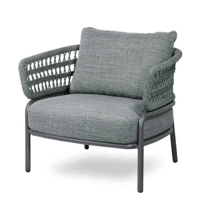 Raelynn Outdoor Rope 4-Piece Patio Sofa Set with Glass Top Table (Grey)