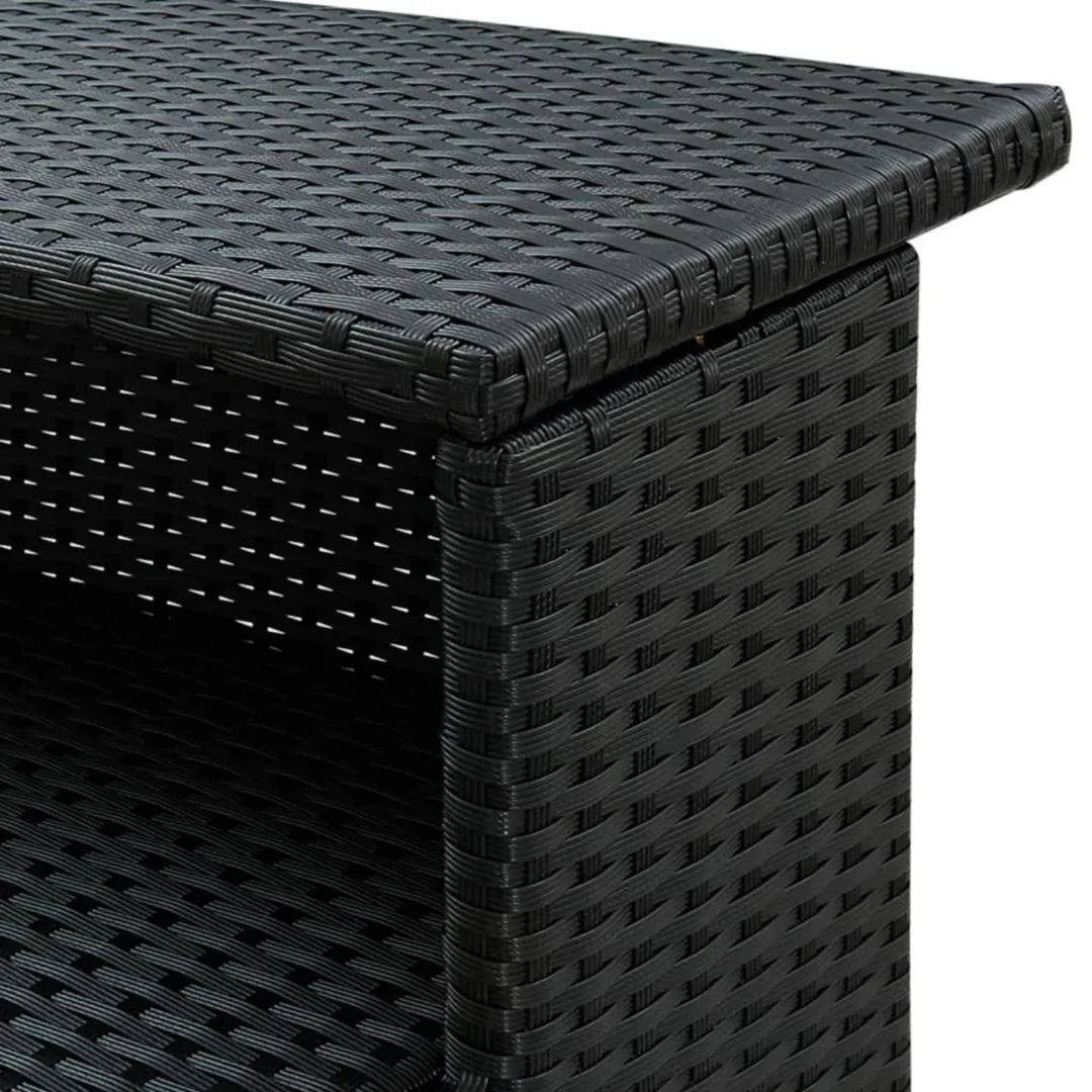 Francisca Outdoor Rattan Wicker Bar Table With a High-Top Design & Integrated Storage Shelf
