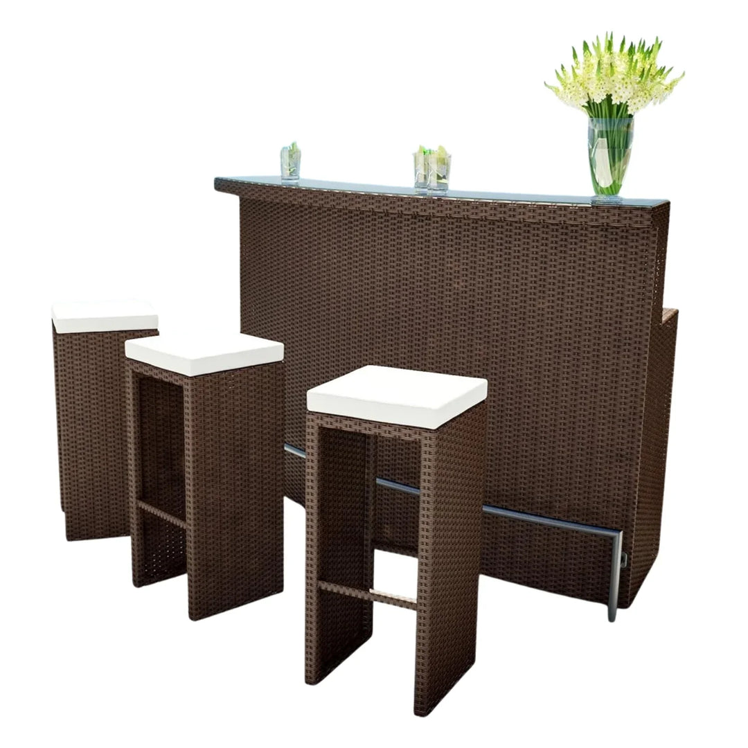 Maren 3-Seater Outdoor Rattan Wicker Bar Set