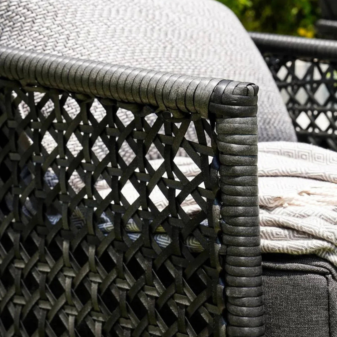 Rowan L-Shaped Patio Conversation Sofa Set with Thick Cushions & Side Table (Grey)