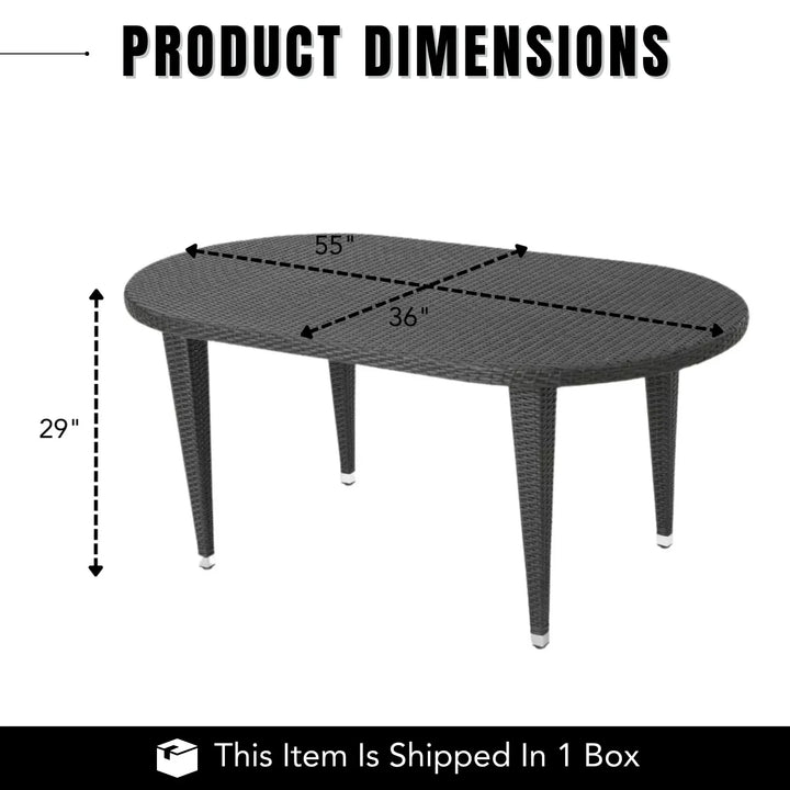 Penda Outdoor Rattan Wicker Round Patio Table (Black)