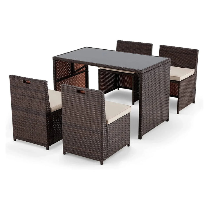 Paloma 5-Piece Outdoor Patio Dining Set with Square Glass Tabletop