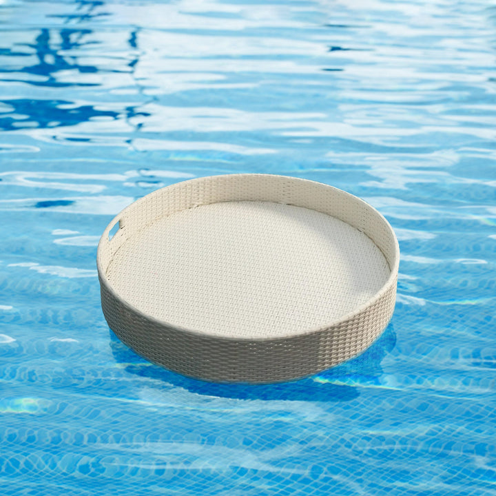 Ken Luxury Floating Serving Tray For Swimming Pool - White ( Round )