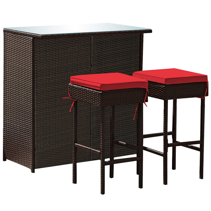 Massimo Outdoor Patio Bar Sets 2 Stools and 1 Table (Dark Brown)