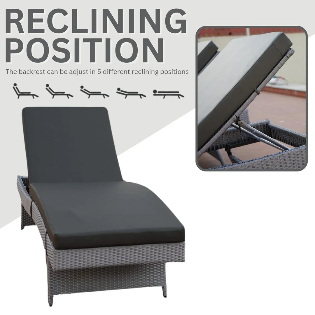 Akira All-Weather HDPE Wicker Outdoor Chaise Lounge Chair Set of 2