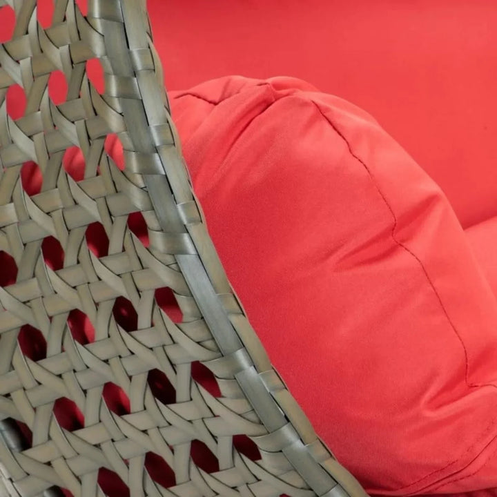 Fen Double Seater Hanging Swing Chair (Dark Brown/Red)